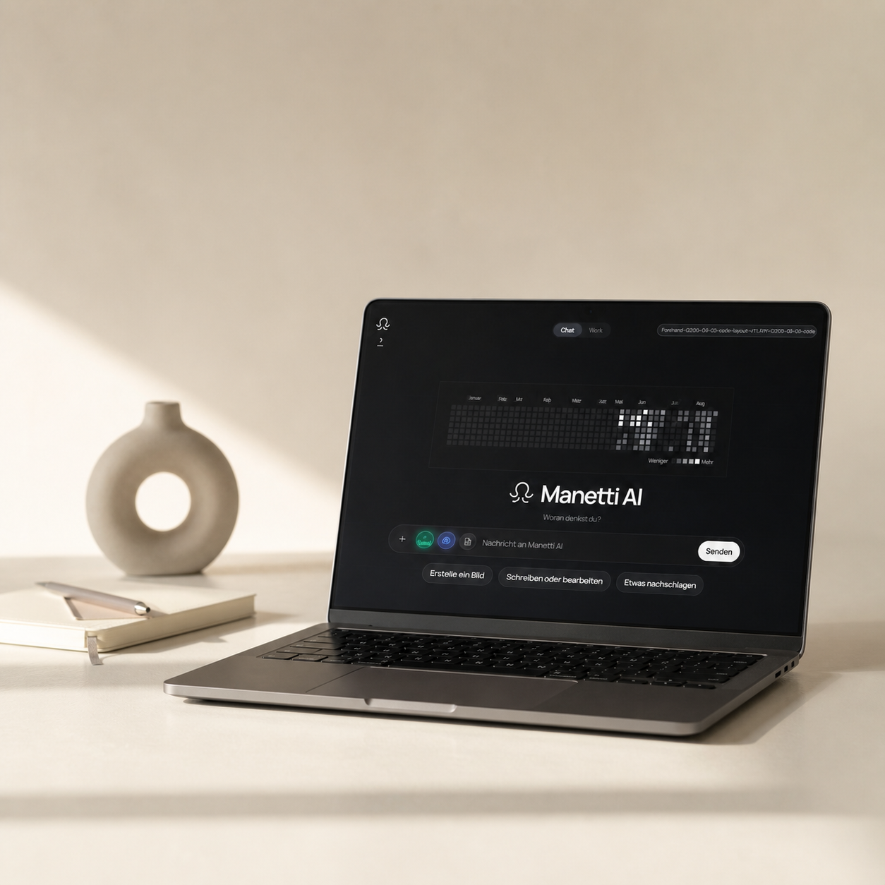 Manetti AI Workspace auf einem Laptop